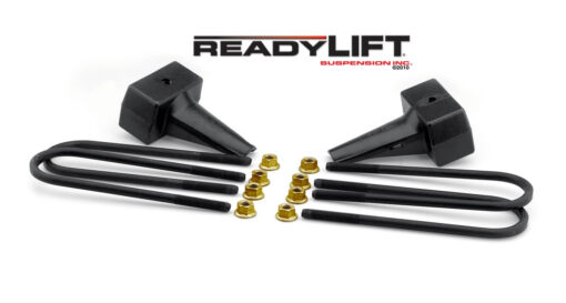 ReadyLIFT 4.0 in. Block Kit Solid Cast Iron Blocks Integrated Rear Bump Stop Landing Locating Pin E-Coated U-Bolts -0