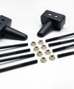 ReadyLIFT 3.0 in. Block Kit Solid Cast Iron Blocks Integrated Rear Bump Stops Locating Pin E-Coated U-Bolts -0