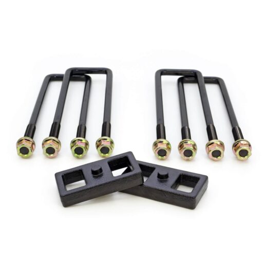 ReadyLIFT 1.0 in. Block Kit OEM Style Model Specific Solid Cast Iron Blocks Integrated Locating Pin E-Coated U-Bolts w/Trailering Package Black -0