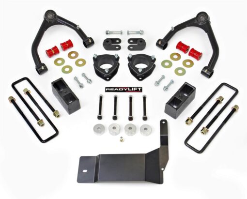 ReadyLIFT SST Lift Kit 4 in. Front/1.75 in. Rear Lift Upper Control Arms Differential Drop Spacers Ball Joints Bushings Backing Spacers Rear Blocks U-Bolts -0