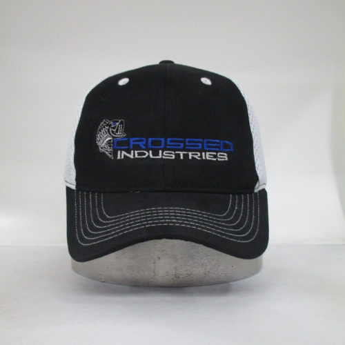 Crossed Industries Black/White Full Face Logo Trucker Hat-0