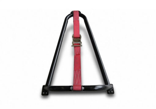 N-Fab Gloss Black Bed Mounted Tire Carrier with Red Strap - BM1TCR
