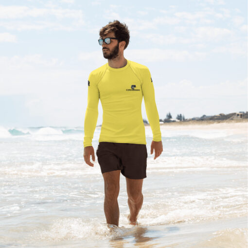 Crossed Industries Bright Yellow Sun Shirt - all over print mens rash guard white front 610d844d93cfd