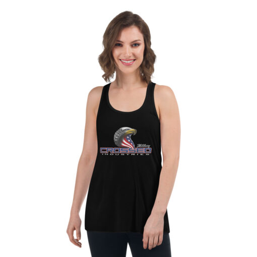 Crossed Industries Military Women's Flowy Racerback Tank - womens flowy racerback tank black front 6206a29ca8c2e
