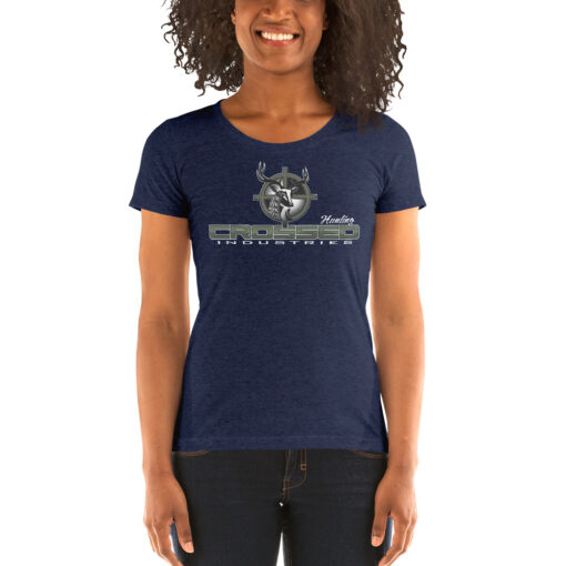 Crossed Industries Hunting Ladies' short sleeve t-shirt - womens tri blend tee navy triblend front 6206afc1bf67c